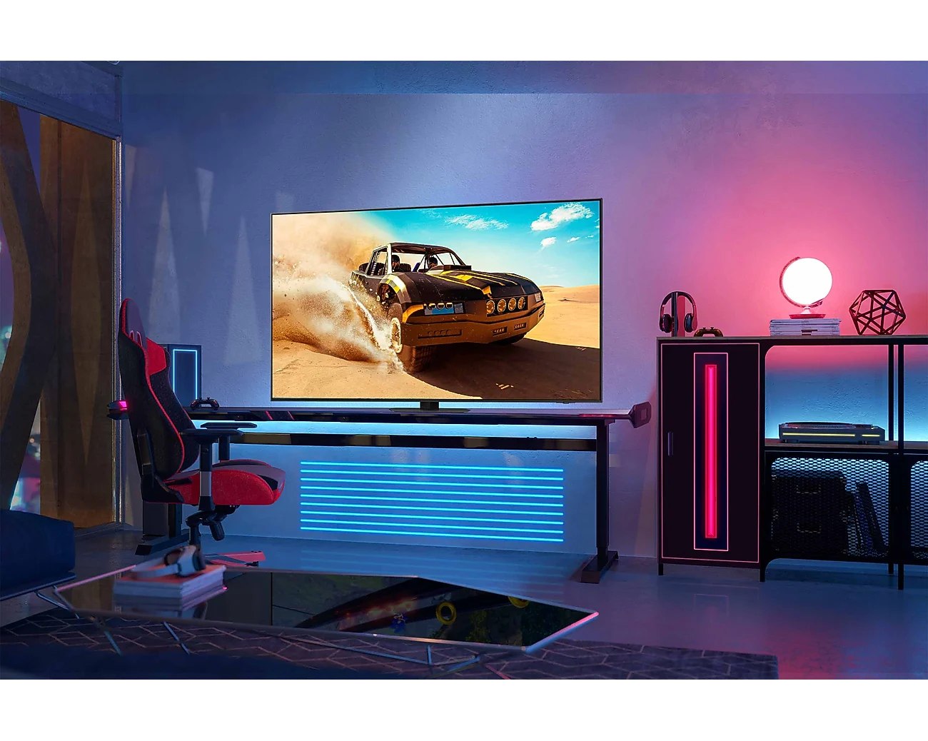 Samsung Neo QLED QN90D in a gaming room setup (official Samsung image)
